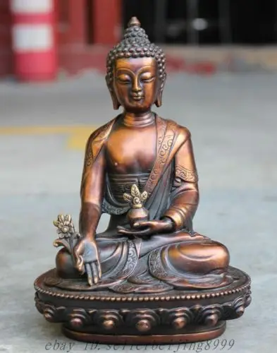 Copper decor Brass Chinese Statue wholesale factory Tibet Buddhist Pure Bronze Buddhist Joss Lotus Shakyamuni Buddha Statue