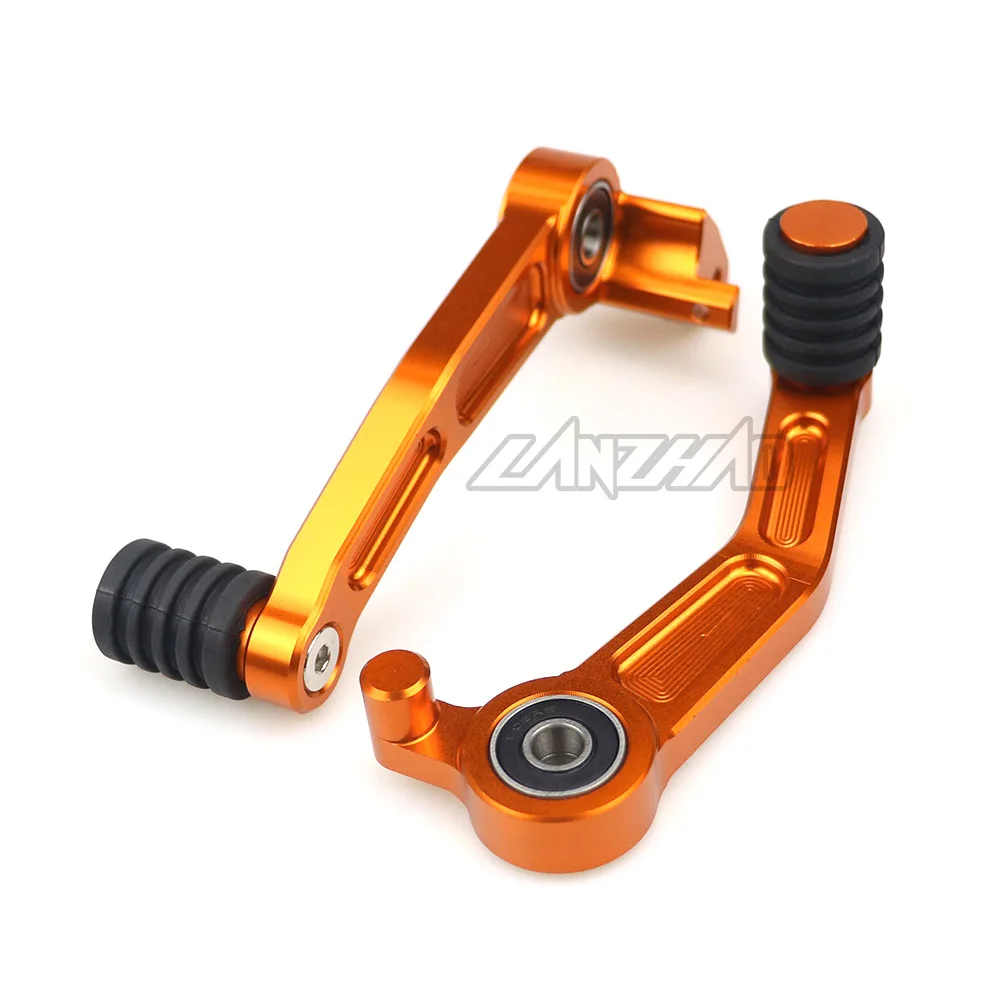 Laranja motocicleta pé alavanca do freio & engrenagem alavanca de deslocamento par cnc alumínio pedal para ktm 390 duke 2013 2014 2015 2016 125 200