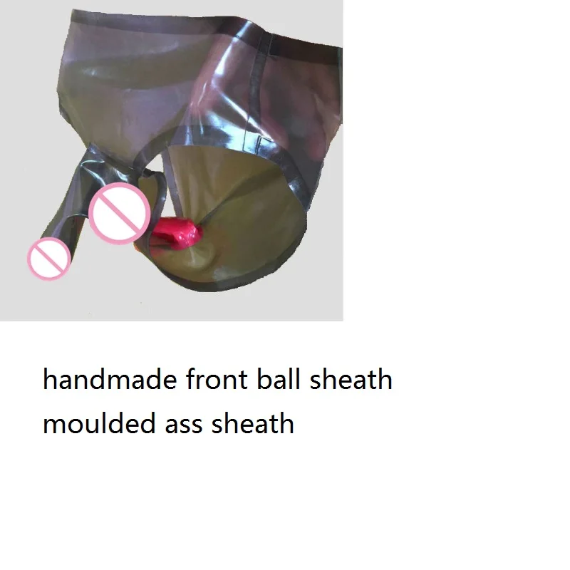 Latex shorts briefs ball penis sheath anal mould sheath boxers pants with egg condom