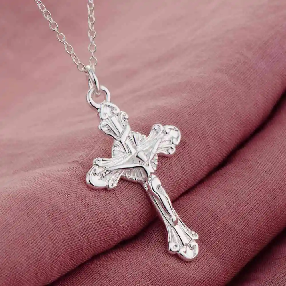 cross shiny bling sterling-silver-jewelry Necklace New Sale silver necklaces & pendants /NGSTXIOK ANLQRMGK