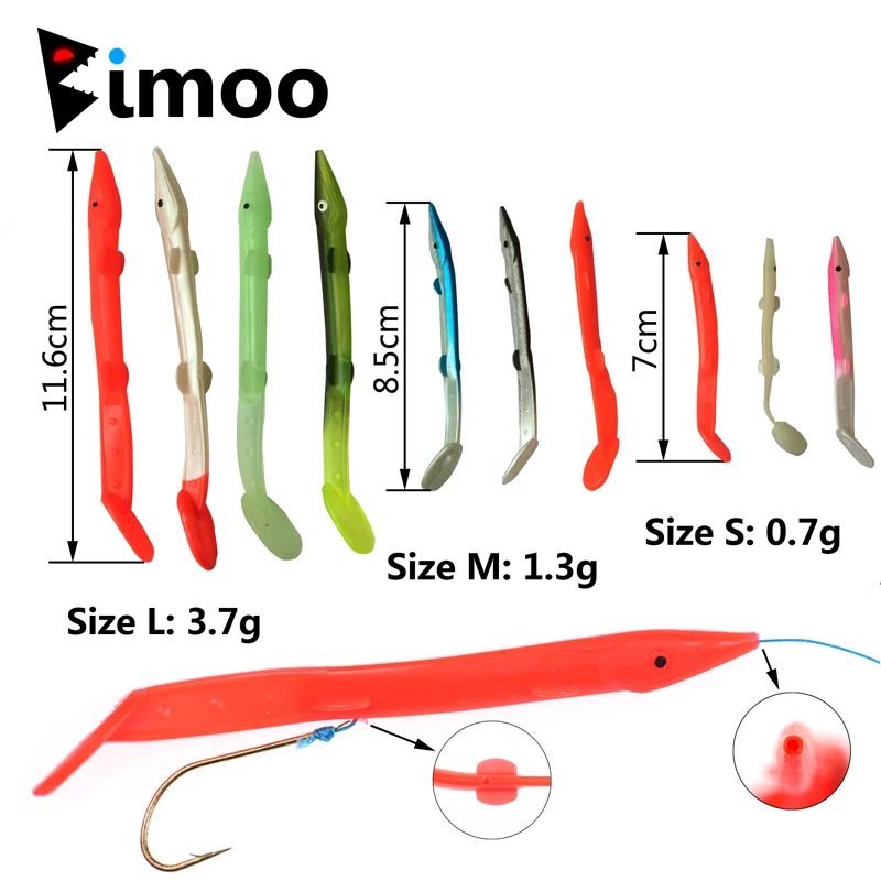 

Bimoo 100 ⑤ пакет Мягкая приманка для рыбы Sabiki Rig Eel приманка для морской рыбалки Мягкая приманка Размер S M L