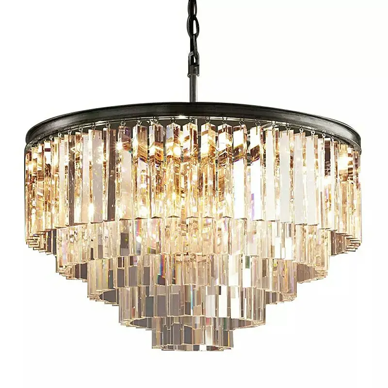 Modern Crystal Chandelier Elegant K9 crystal Smoky Gray Crystal Suspension Lamparas for Cafe Restaurant Hotel