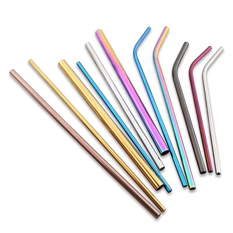 500pcs/lot Reusable Drinking Straw  Stainless Steel Metal Straw For Mugs Cleaner Brush white and black package bag for sale