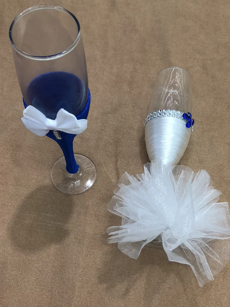 25 Styles blue and white wedding toasting glasses  wedding champagne glasses gift  for wedding party decoration