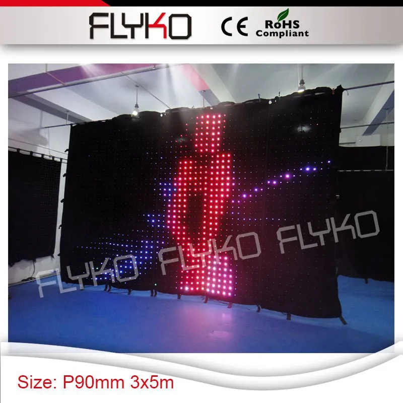 

led vision cloth P9 good definition 3x5m hot size display images led lights video curtain wall