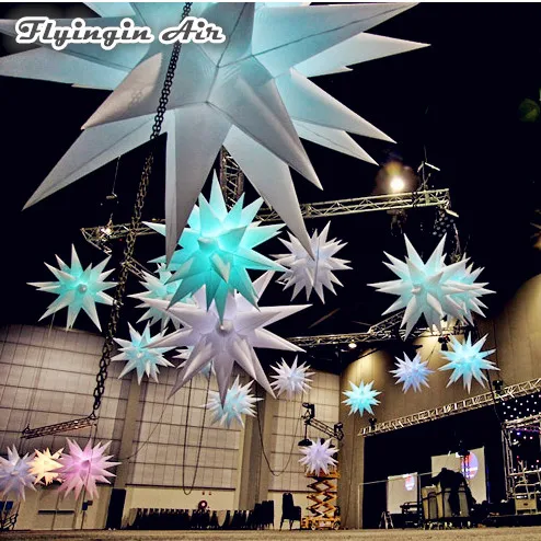 Customized Hanging Lighting Inflatable Balloon 2m Diameter Personalized Pendent Thorn Star For Night Club And Party Decoration