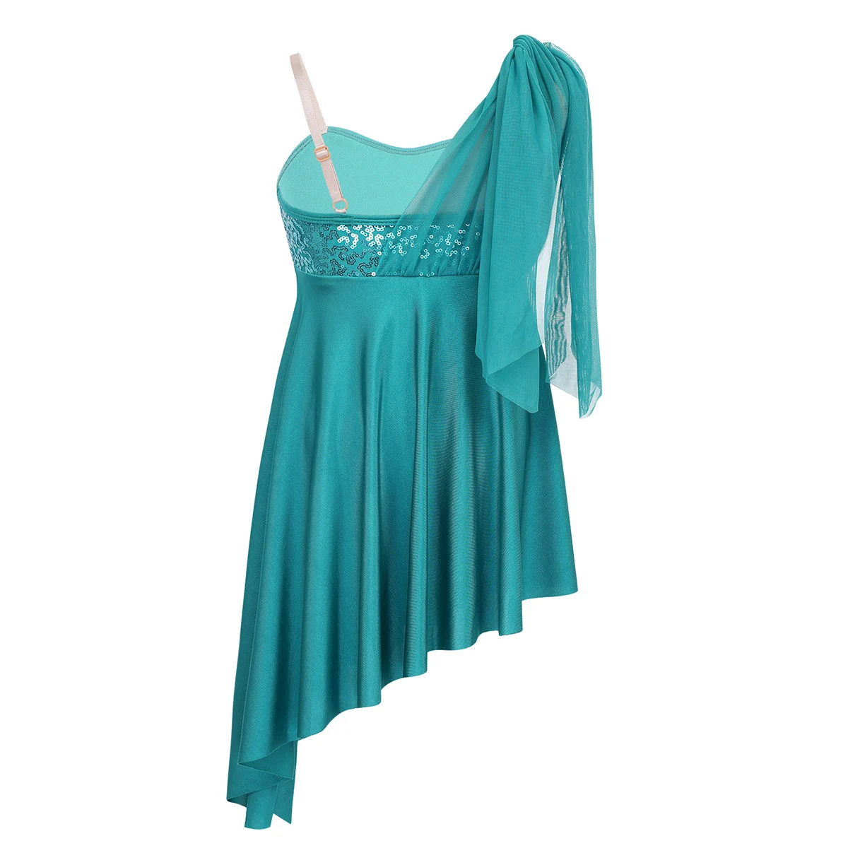 Vestido de Ballet para niñas, correas de hombro ajustables, lentejuelas, abertura lateral, dobladillo Irregular, lírico, vestido de baile contemporáneo moderno