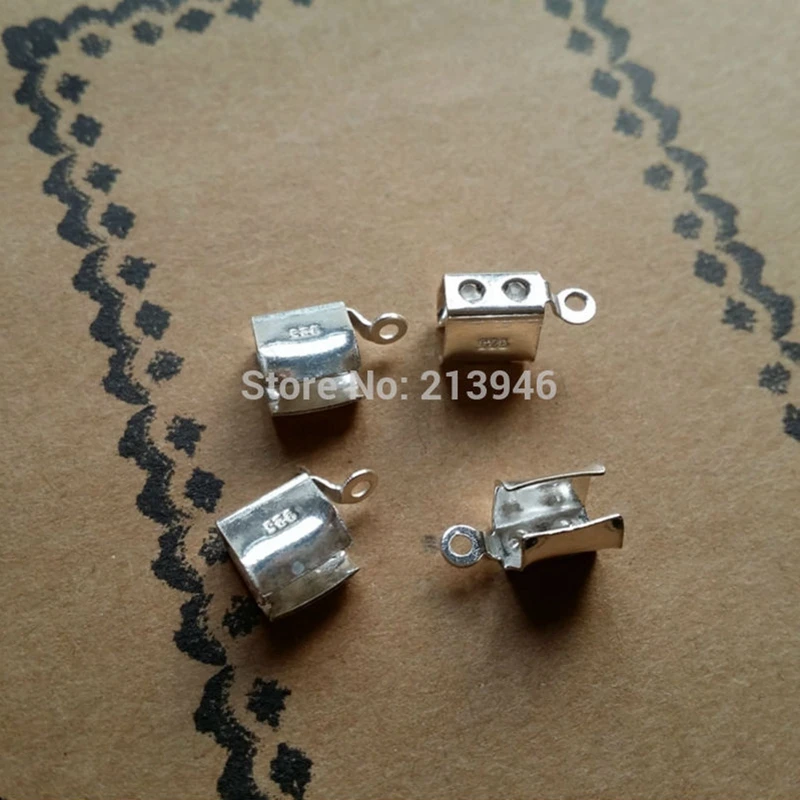 

(For 4mm-5mm width Rope) 10pcs/ Pack " Fake One Penalty Ten " (Mark 925) 925 Sterling Silver Jewelry Connectors Accessories