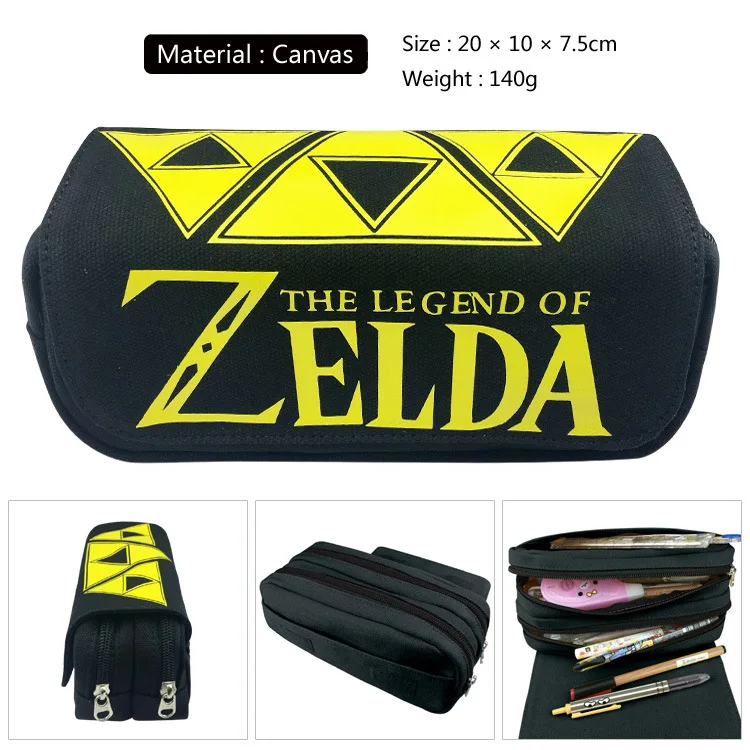 IVYYE 1PCS Zelda Link Anime Cosmetics Bags Canvas Zipper School Pencil Case Storage Pen Bag Large Pouch Stationery Gift New