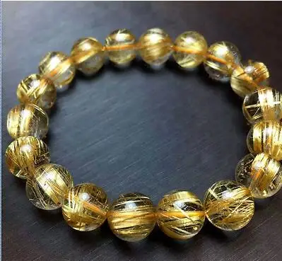 

Jewelry Natural Gold Rutilated Quartz Translucent Beads Men Bracelet 6A 10 mm>jewerly free shipping