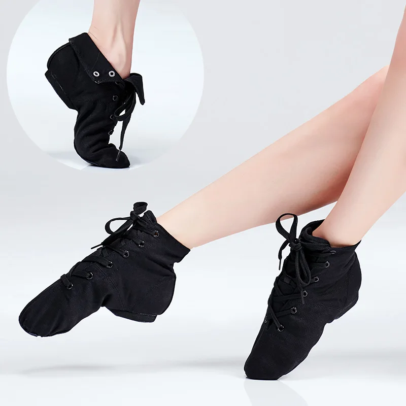 Zapatillas de tela suave para hombre y mujer, zapatos de Ballet para baile y Jazz, deportivas de lona negra para gimnasia y Fitness, 2020