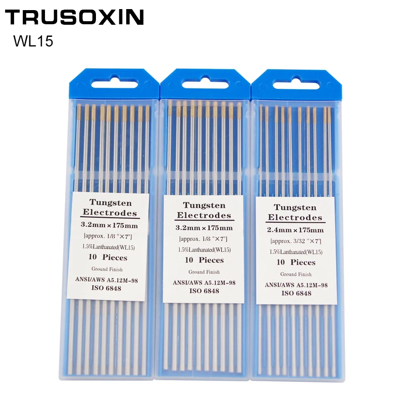 10pcs Gold Head  Tungsten Electrode 1.0 /1.6/2.0/2.4/3.0/3.2/4.0X175mm TIG Tungsten Needle/Tungsten Electrode/TIG Rod