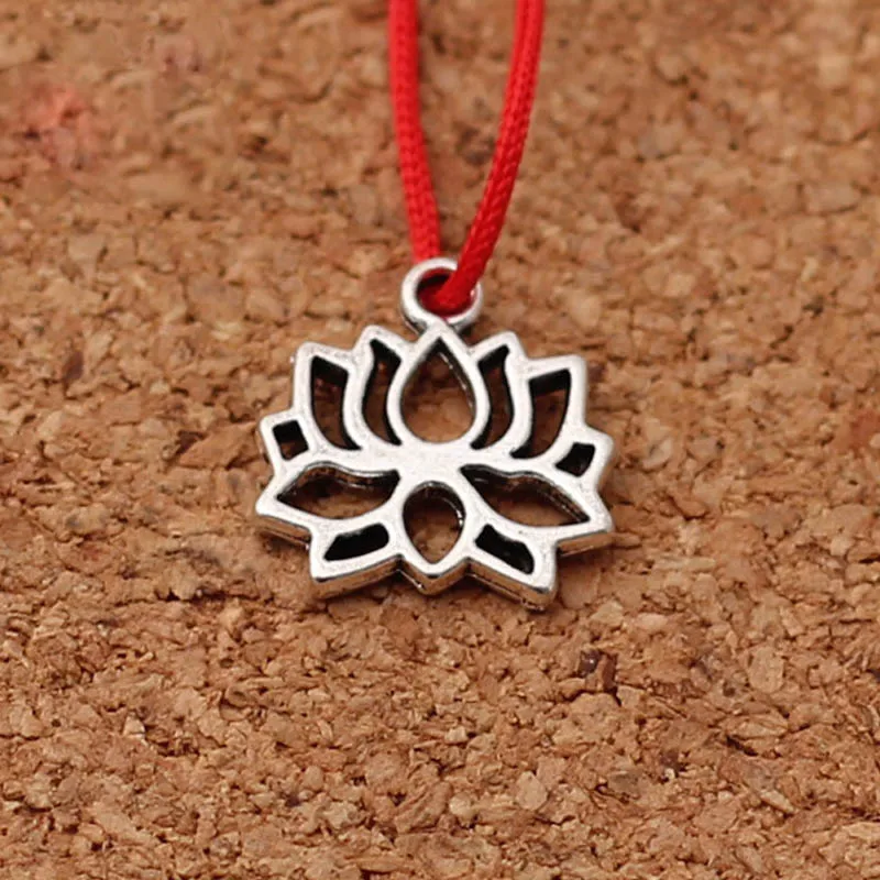 20pcs/lot Tibetan Silver Hollow Out Lotus Charms Zinc Alloy Handmade Connector Pendants For Bracelets Earring DIY Jewelry Making