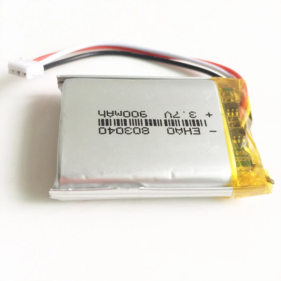 3.7V 900mAh litowo-polimerowa LiPo akumulator JST 1.0/1.25/1.5/ 2.0/2.5 3-pinowe złącze do kamery PAD GPS 803040 laptopa