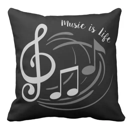 

Classic Music Notes Music Is Life Throw Pillow Case Cushion Cover Novelty Cool Music Quote Couch Sofa Living Room Decor Gift 18"