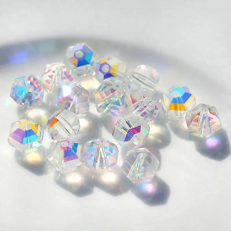 Best quality 8mm fashion octagon shape crystal beads lantern shape glass beads loose Spacer beads for Jewelry making 50pcs/bag
