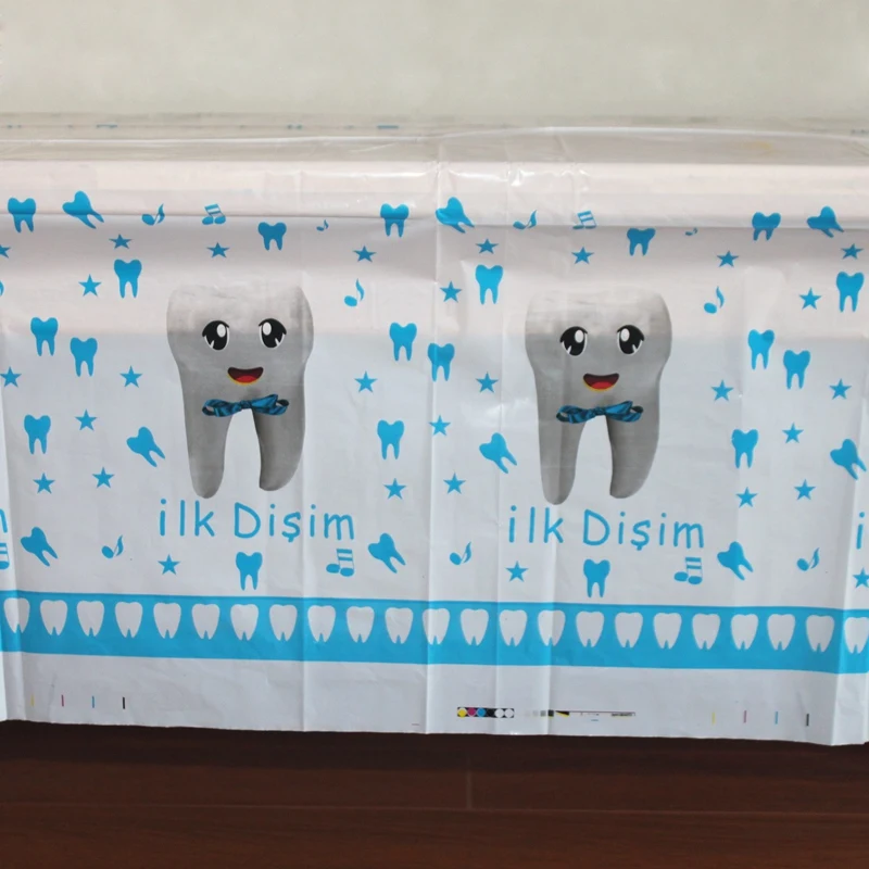 Disposable Plastic Table Cloth Happy Birthday TableCover Tablecloth Tooth Ilk Disim Waterproof For Birthday Party Decoration