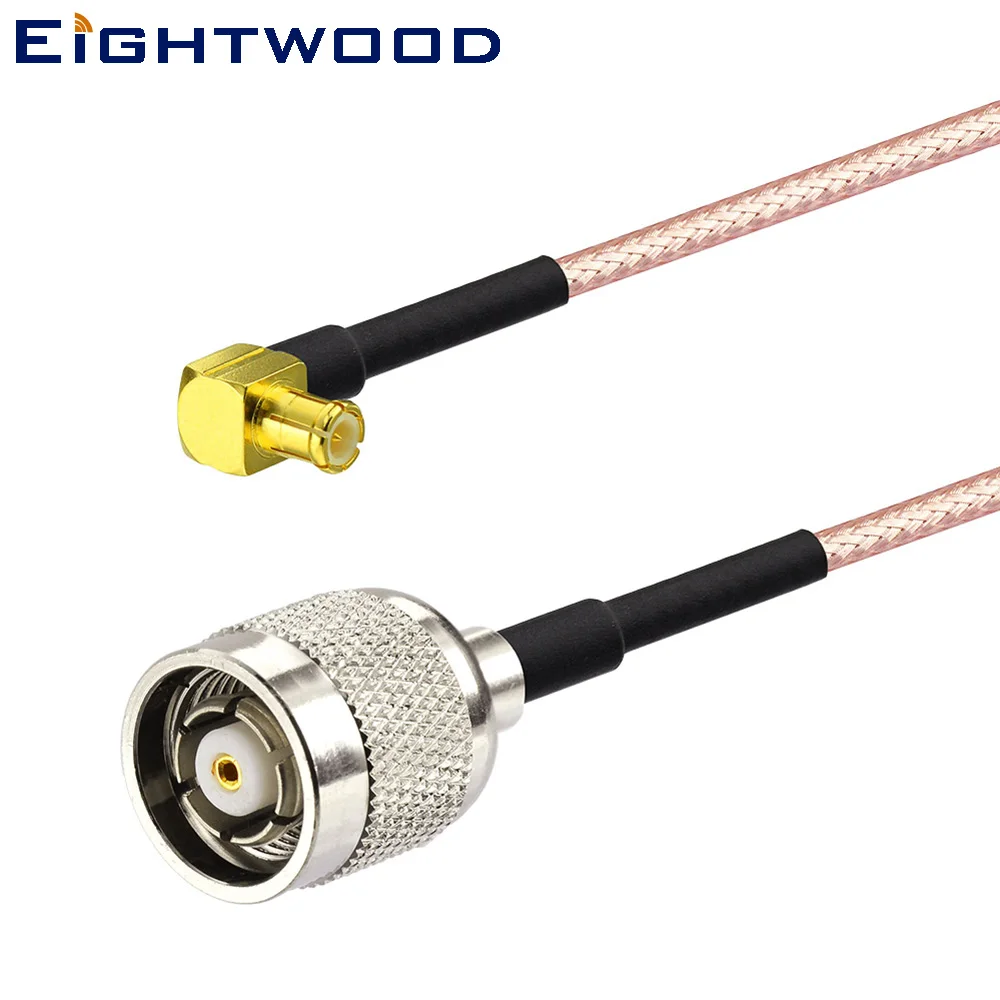 Eightwood Pigtail RF RG316 Coaxial Cable 15cm Reverse RP-TNC Jack Male to MCX Plug Male Connector Right Angle Customizable