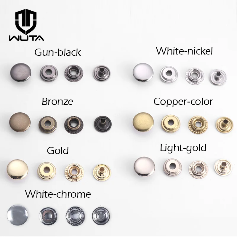 WUTA 20set/pack Brass Leather Snap Fasteners Heavy Duty Poppers Leather Craft Accessory Sewing Button 12.5/15mm 2size For Choose