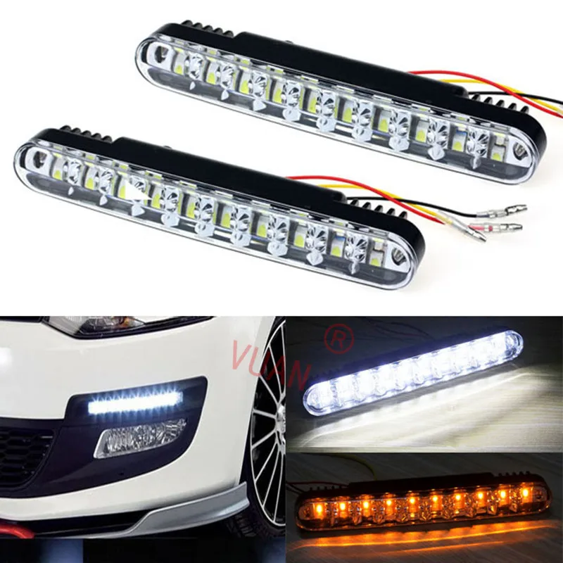 

Car Styling 2Pcs DC 12V 30 LED Car Daytime Running Light DRL Daylight Lamp With Turn Lights Fog Light Led Strip Daylight