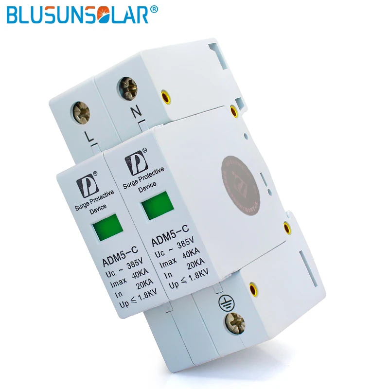 Hot selling 2P+N 110V 220V 380V 20-40KA AC Din Rail SPD Low Voltage Surge Protector