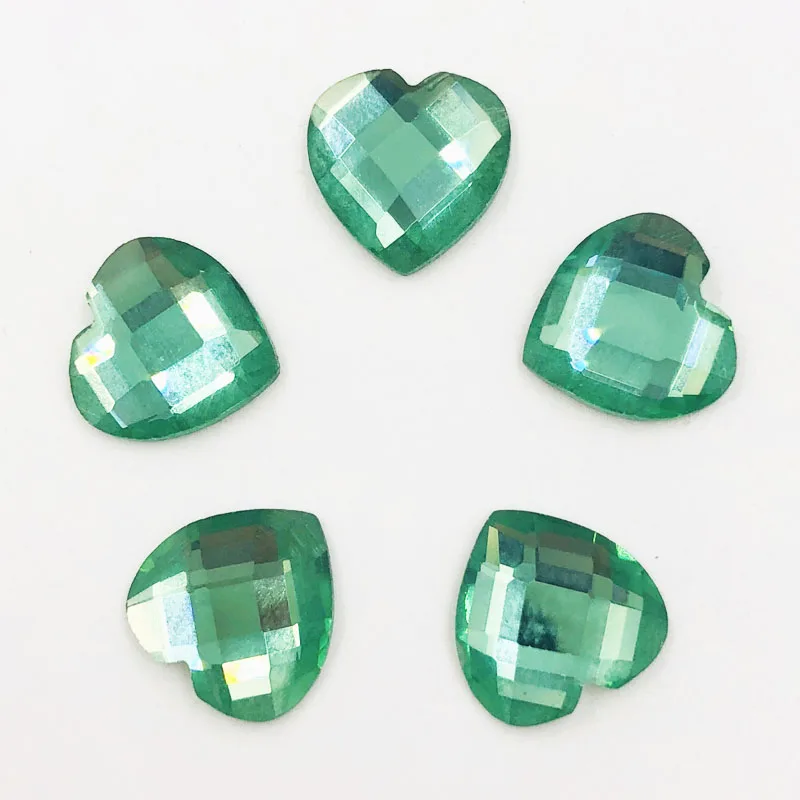 Factory sales!! Light green flatback heart Crystal glass Rhinestones DIY Apparel accessories 20pcs/pack