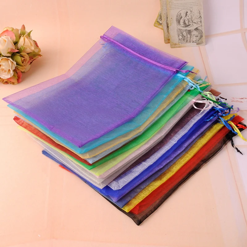 

Cheap Gift Bags 35x50cm 50pcs/Lot Large Drawstring Organza Bags For Wedding Favors And Gifts Can Be Customized Logo