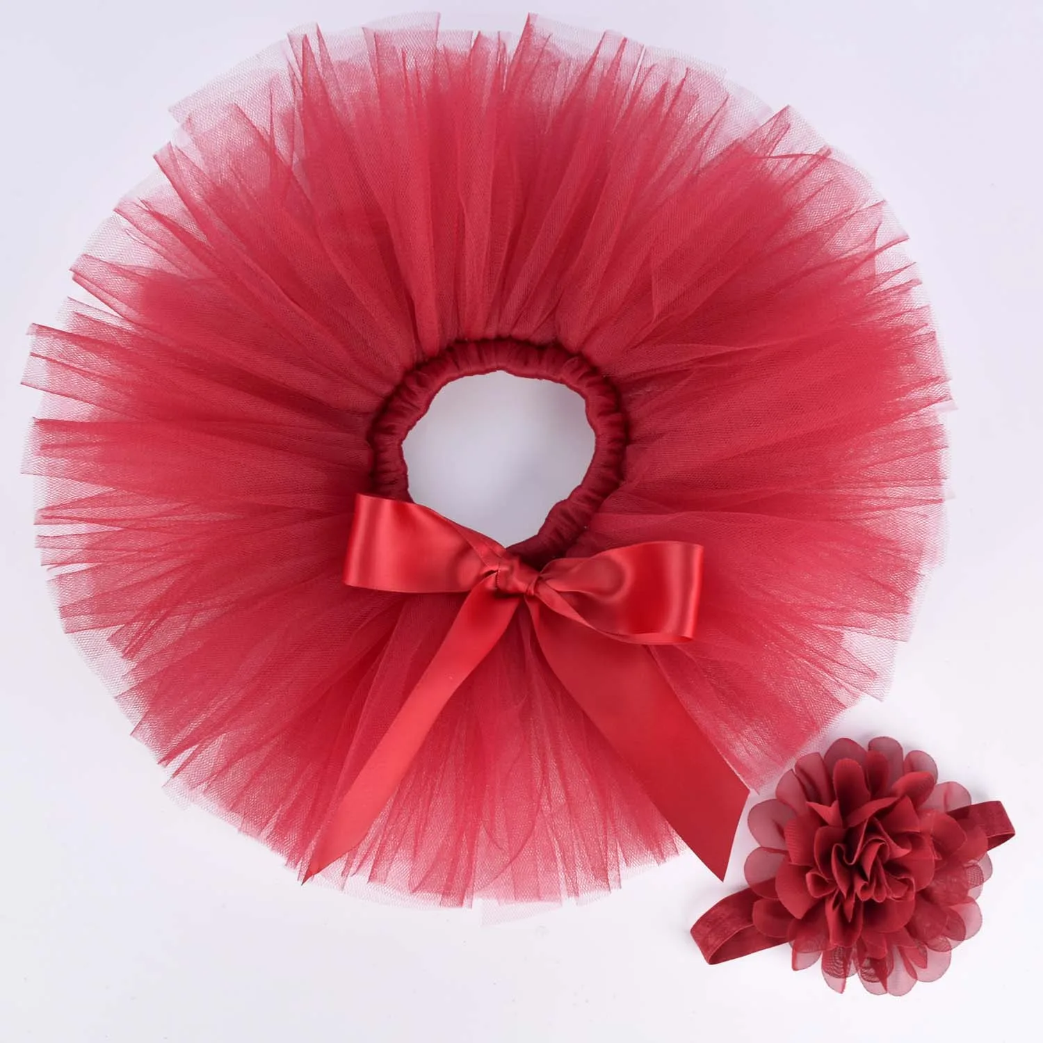 Newborn Baby Girls Tutu Skirt & Headband Set Newborn Photography Props Infant Fluffy Baby Tulle Skirt Set 0-12M 18 color options