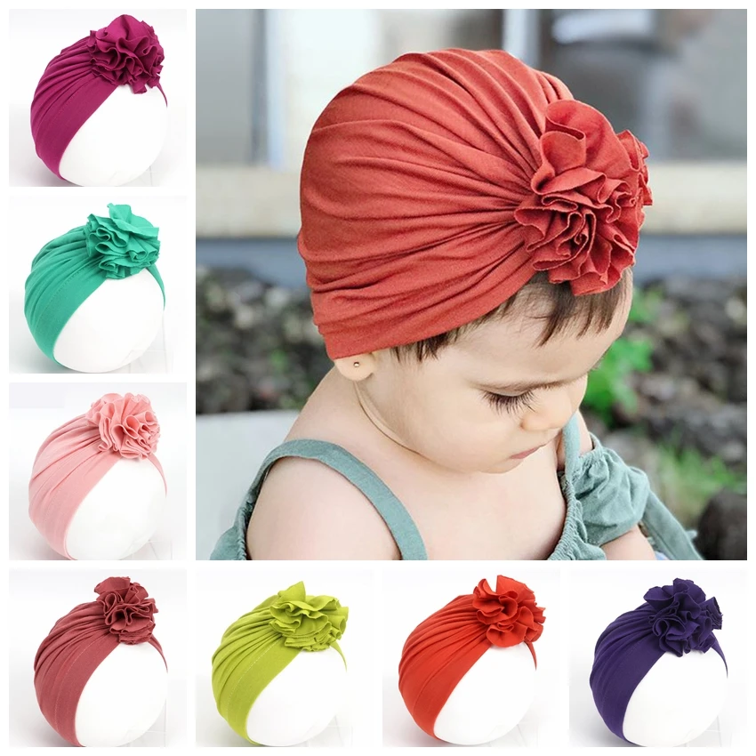 Chapeau turban à fleurs pour nouveau-né, couvre-chef d\'hôpital, chapeau en coton, cadeau de fête préChristophe, accessoires photo