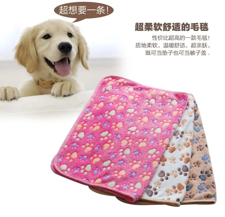 Soft Warm Paw Print Small Pet Dog Cat Blanket Bed Mat High absorbent Cleaning Drying Bath Towel Pet Product 40*60cm