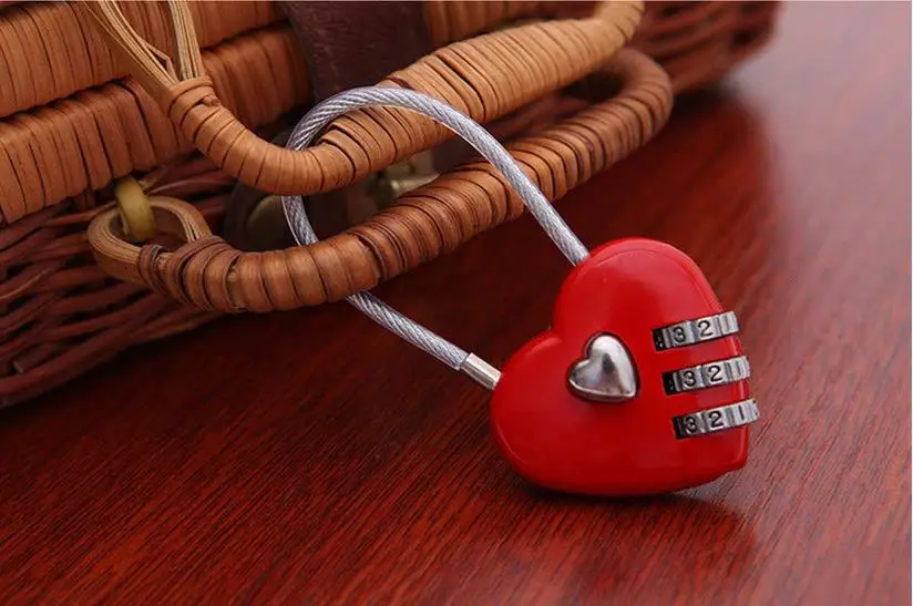 200pcs Lovely Heart Shape Resettable Combination Padlock Metal Luggage Suitcase Bag Diary 3 Digits Lock Cabinet Safe