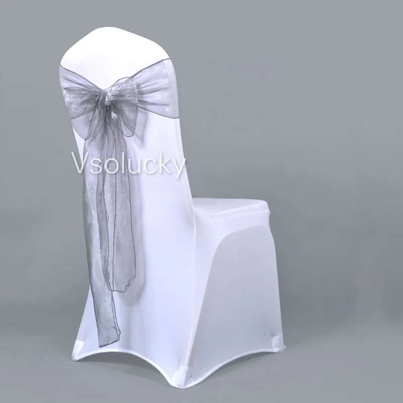 25 pz/lotto Sheer Organza Chair telai Bow Cover Wedding party Xmas Birthday Shower Decoration