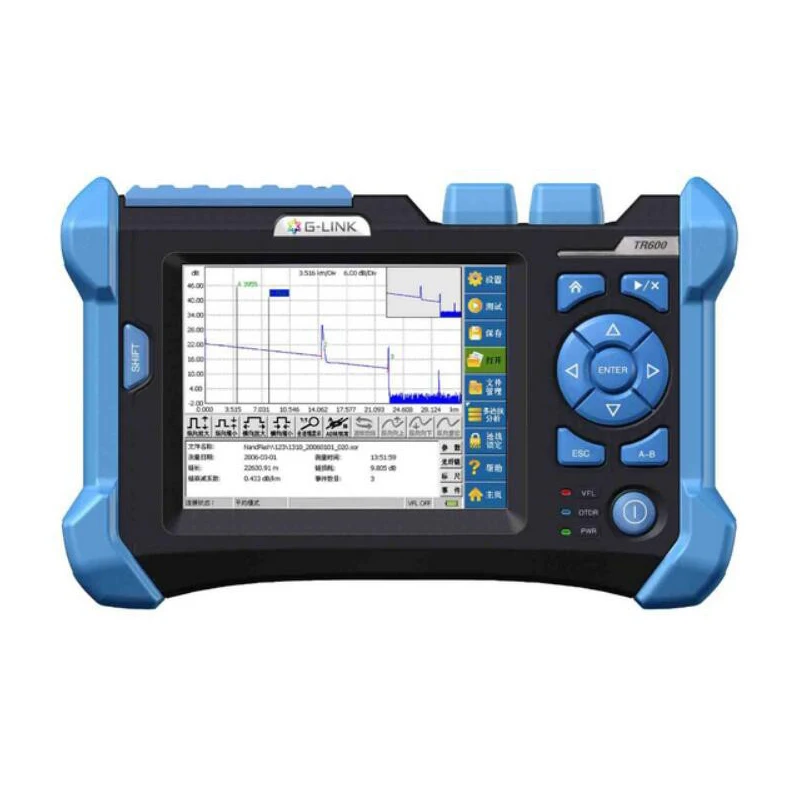 

Handheld TR600 Optical Time Domain Reflectometer SM 32/30dB OTDR with VFL function Visual Fault Location Function English menu