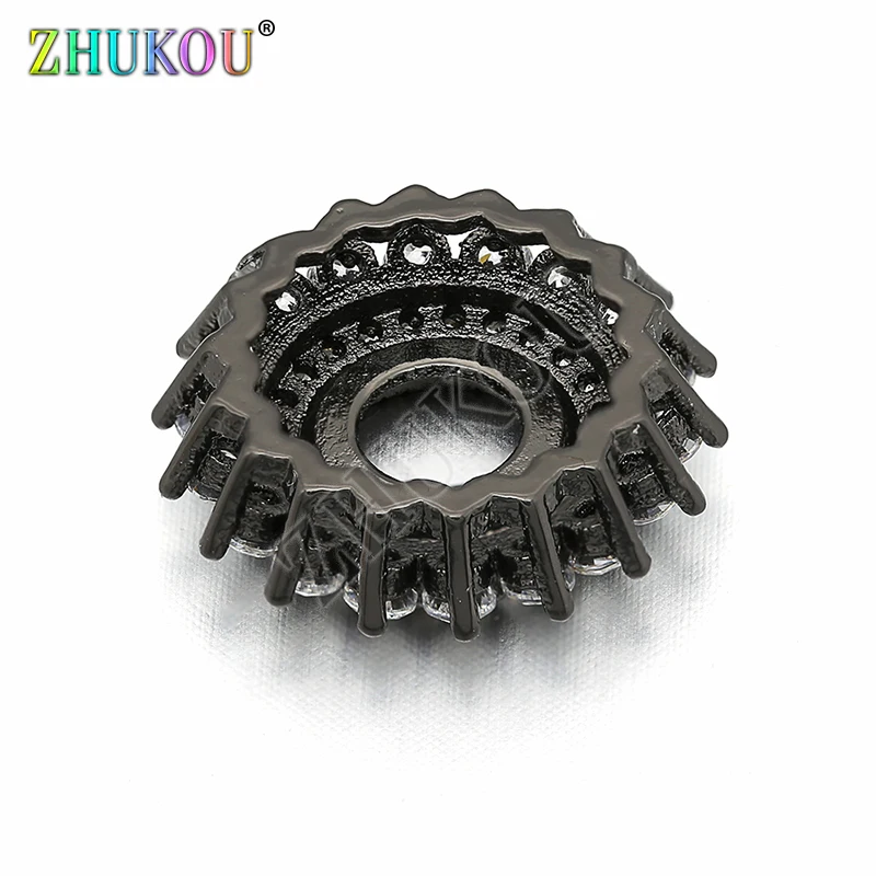 16mm/ 19mm Handmade Brass Cubic Zirconia Round Shape Charms Connector for Diy Jewelry Findings, Hole: 6mm, Model: VS207