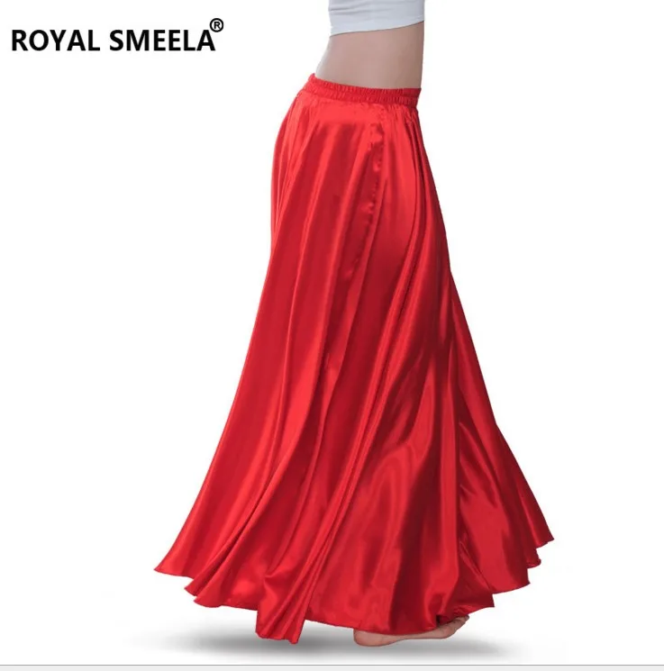 360 Degree Satin Long Skirt Lady Belly Dance Skirt 14 Colors Available Chiffon Belly Dance Costumes Belly Dancing Suit B-6830