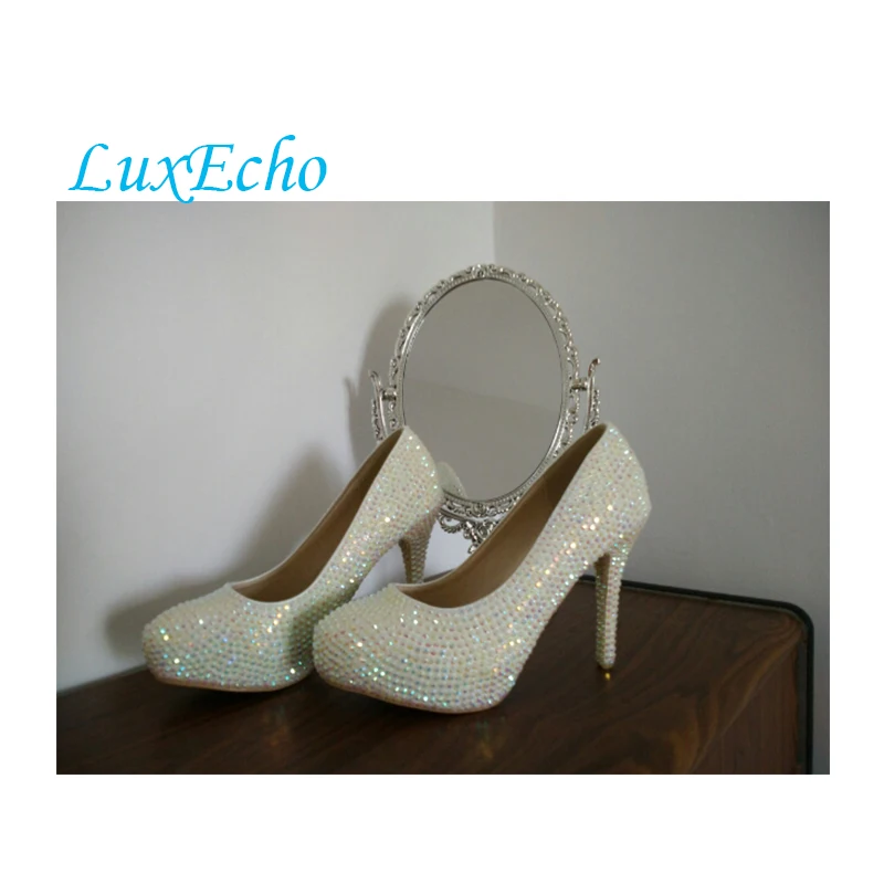 Sparkling rhinestone crystal shoes wedding shoes stunning diamond high-heeled bridal shoes big size 34-43 married shoes