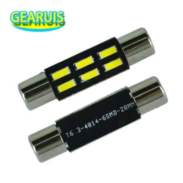 

100 шт. Festoon Dome T6.3 6 SMD 4014 LED 28 31 мм 211-2 Автомобильное косметическое зеркало, панель освещения, карта, дверь, чтение, лампа для багажа, авто лампа 12 В