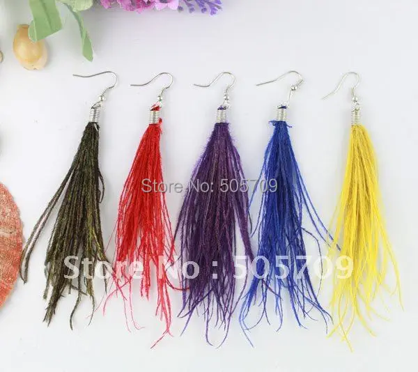 24Pairs Fashion Natural Peacock Strip Feather Earrings #21042