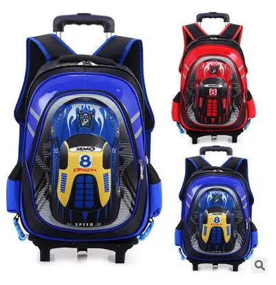 kids School Bags On wheels Trolley School backpacks wheeled backpack kid\'s School Rolling backpack for boy Children Travel bags