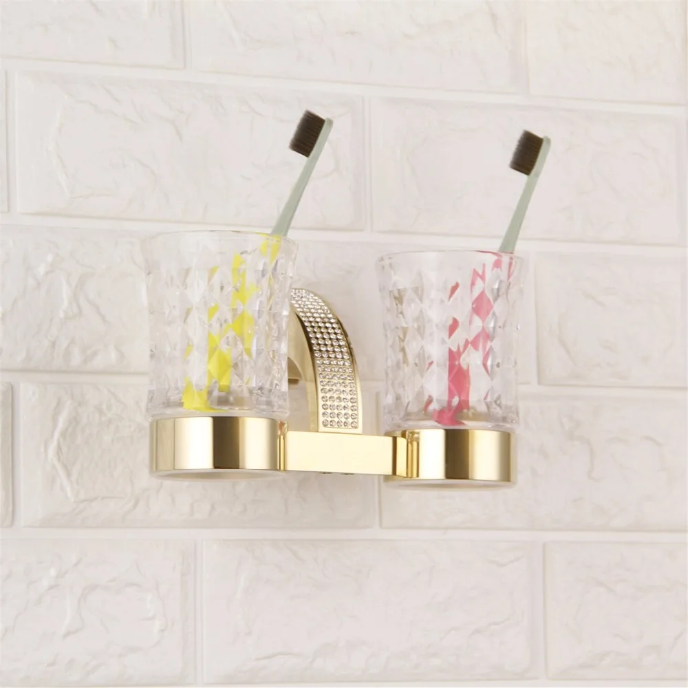 Czech Crystal Bathroom Hardware Set Robe Hook Towel Rail Rack Bar Shelf Toothbrush Holder Bathroom Accessories Gold/Chrome