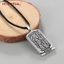 Kinitial Mens Punk Necklaces Egypt Amulet Women Square Tag Anubis Ankh Pendant Necklace Vintage Collare Religious Symbol Jewelry