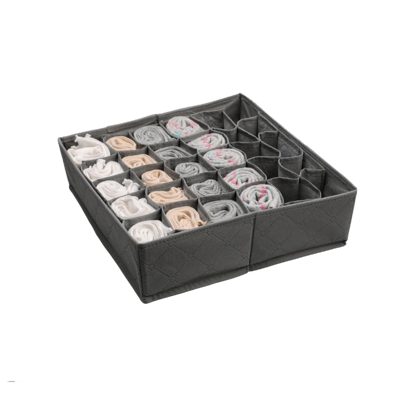 Non-woven storage box for storing socks underwear bra tie separate drawer wardrobe storage bag 30 grid removable organizer-66827