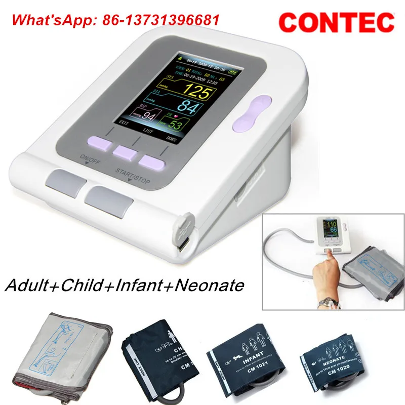 CONTEC Digital Blood Pressure Monitor CONTEC08A 4 CUFFS Infant,Pediatrics,Child,Adult Cuffs CE Approved