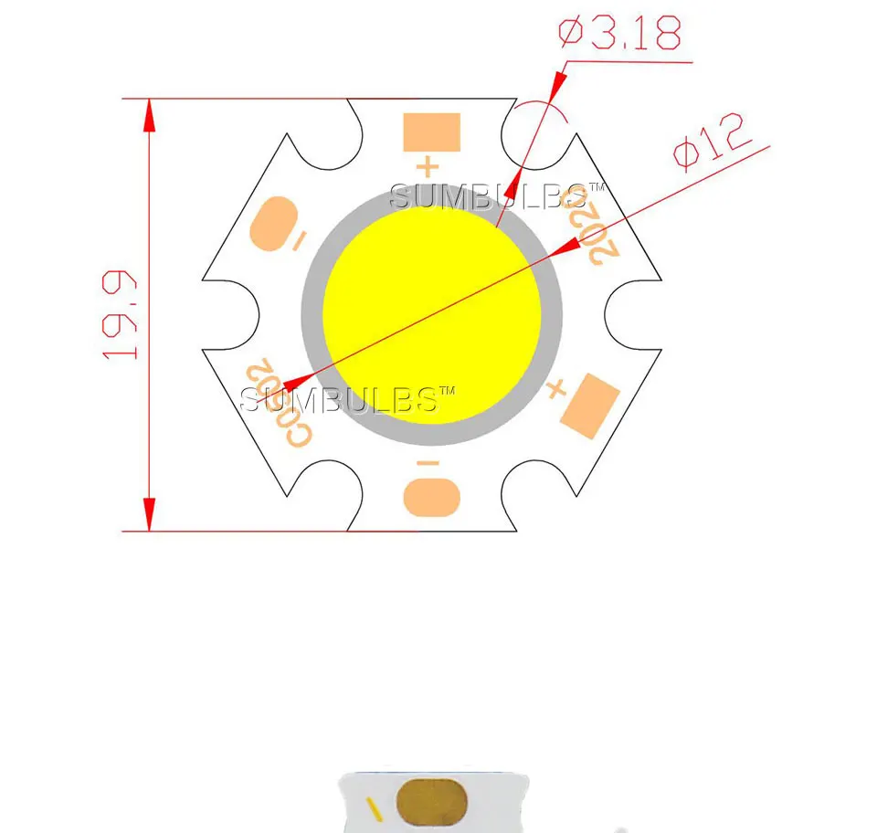 10 Stück Großverkauf Durchmesser 20 mm abgerundete COB-LED-Lichtquelle Chip an Bord 3 W 5 W 7 W grün blau rot warm natürlich kaltweiß Glühbirne DC – Detail 1