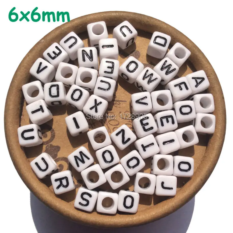 

Letter Beads for Kids Jewelry making Acrylic Beads Alphabet Beads 6mm 2600pcs white Beads Square Beads with Letters Spacer Beads