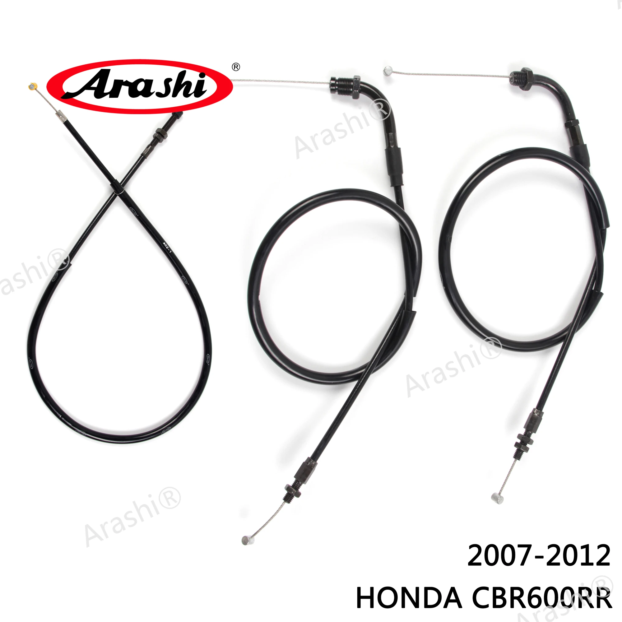 Arashi Motorcycle Accessories Throttle & Clutch Cables Stainless Lines for HONDA CBR600RR 2007 2008 2009 - 2012 CBR 600 RR 1 Set