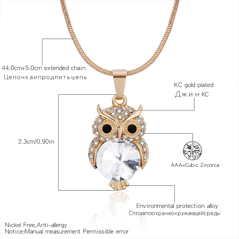 Gold Silver Color Chokers Necklaces For Women Accessories Fashion Jewelry Small Cute Owl Rhinestone Pendant Necklace Gift 2020
