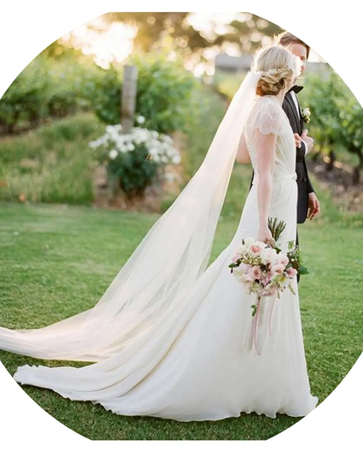 Voile de mariage élégant, 3 mètres, 1 couche, Simple, blanc, avec peigne, accessoires de mariage