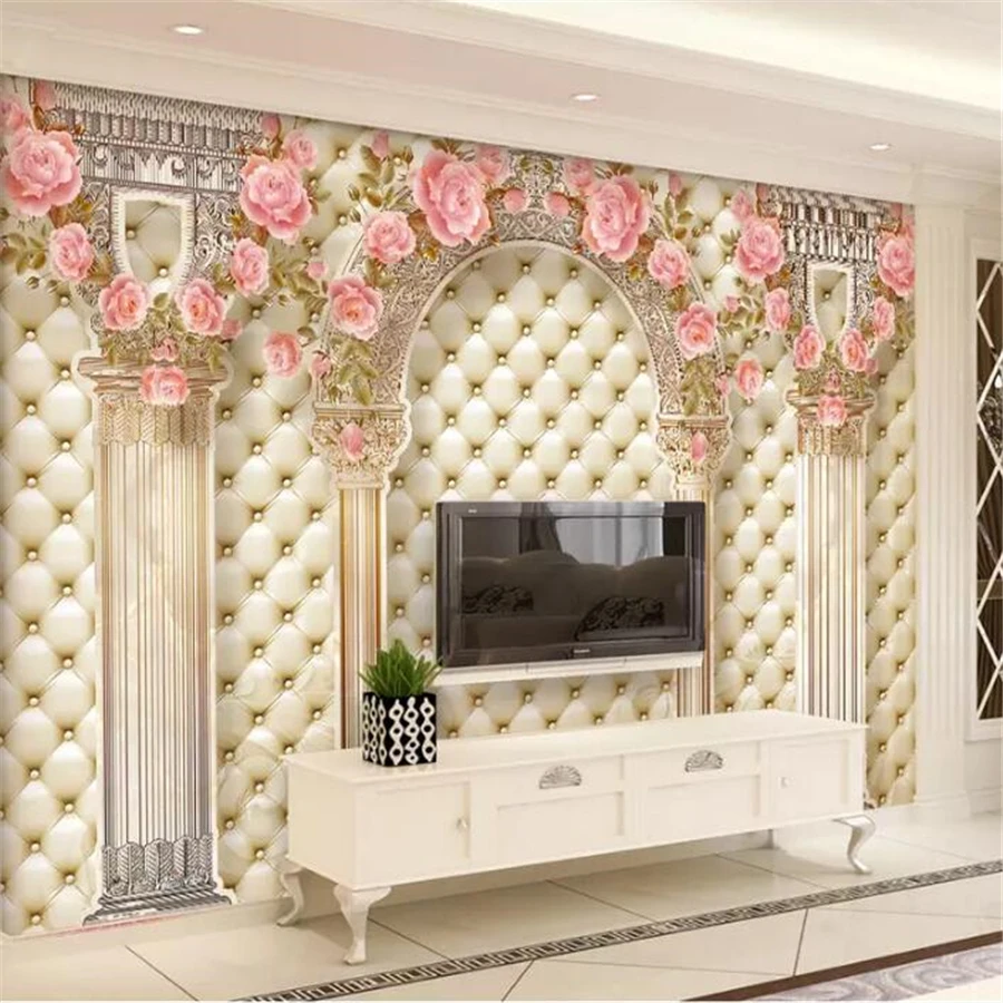 

wellyu papel de parede Custom wallpaper 3d murals European luxury Roman column arch soft package TV sofa background wall paper