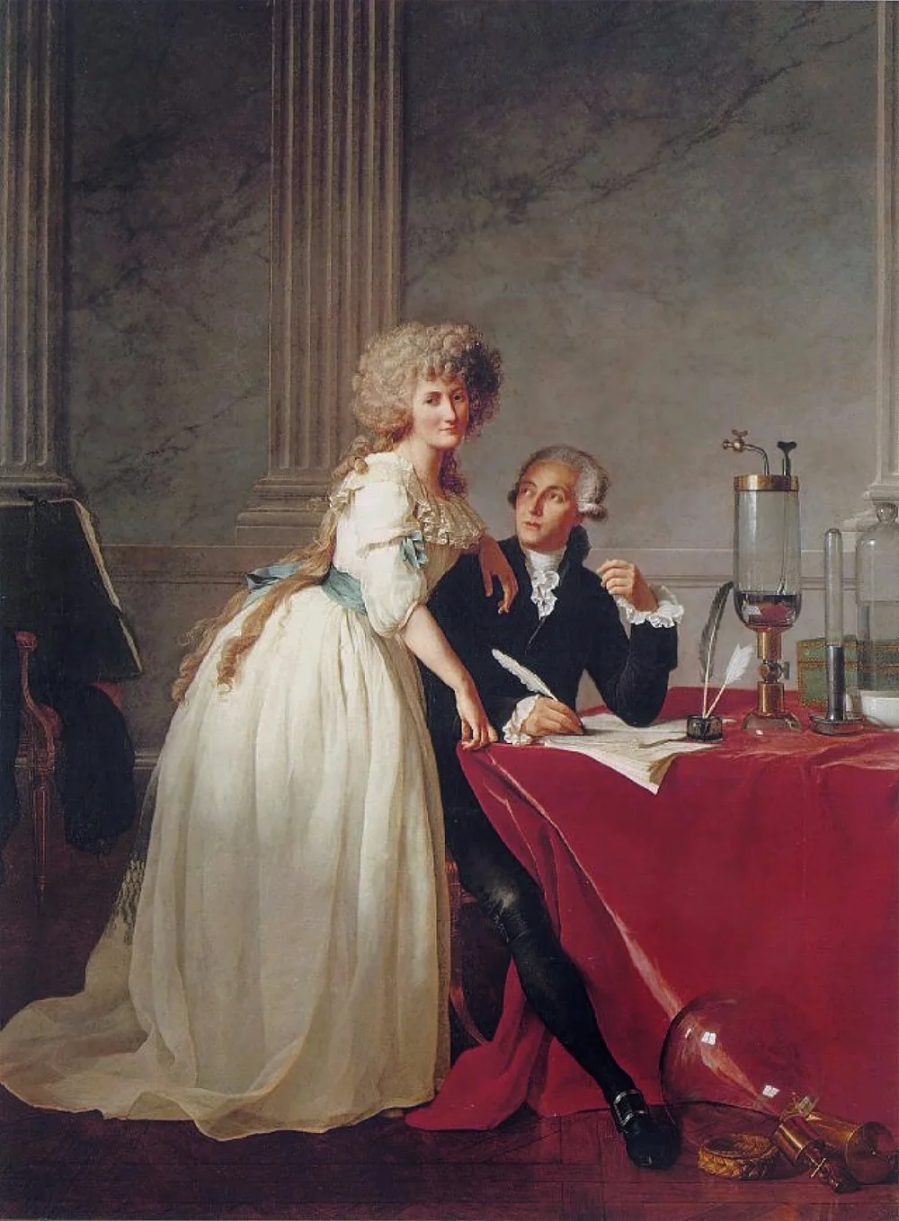 Oil Painting Reproduction on Linen Canvas,portrait-of-antoine-laurent-and-marie-anne-lavoisier By Jacques-Louis David